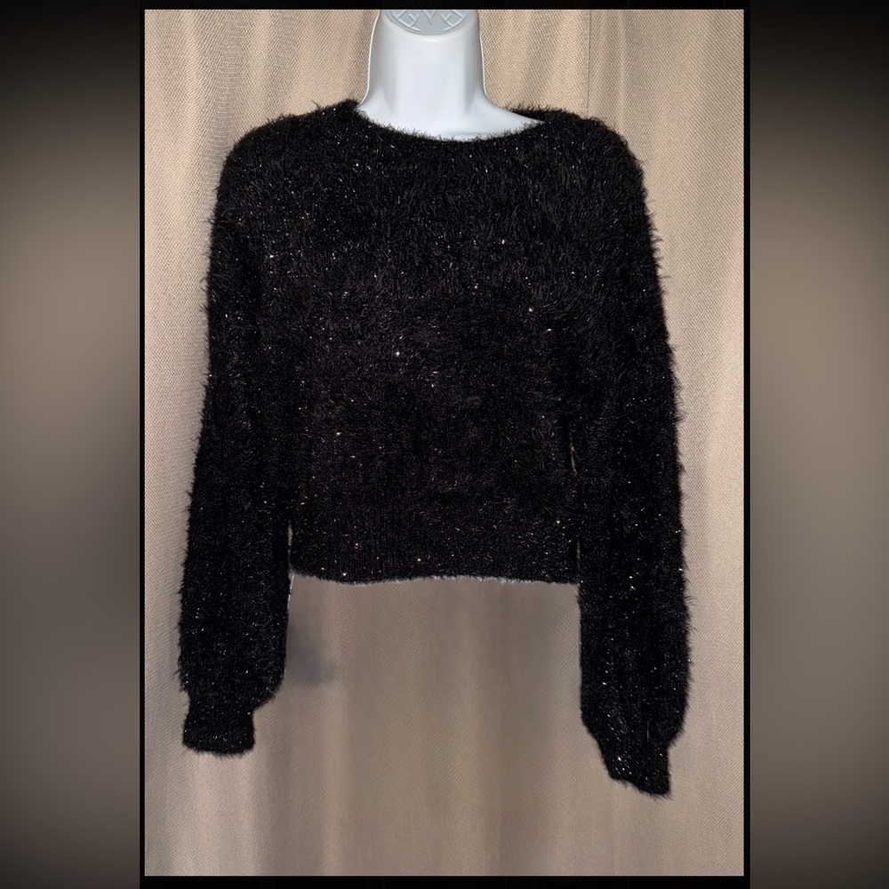 Lucy Paris Black Fuzzy Sparkly Sweater